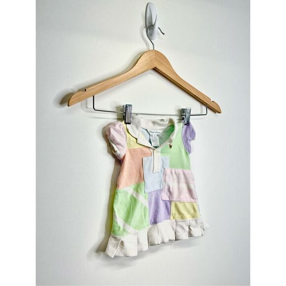 Ralph Lauren Baby Dress 3 Months Patchwork Multicolor  Collared Pastel - Picture 3 of 8